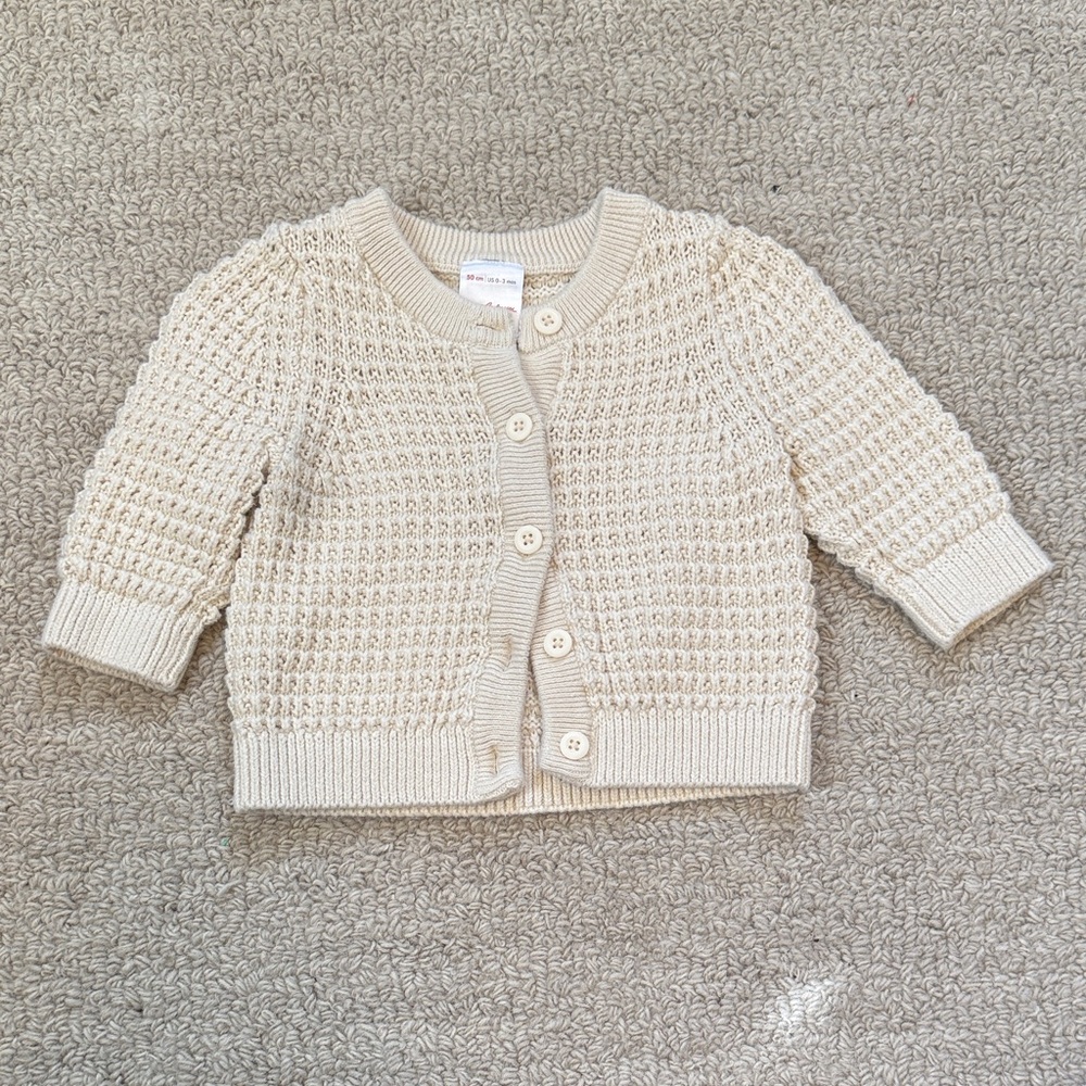 Hanna Andersson Cream Knit Baby Cardigan